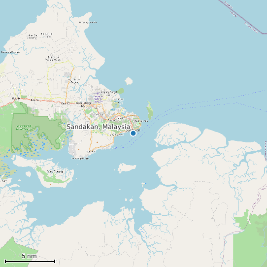 Map of Sandakan, Malaysia Tide Prediction Station