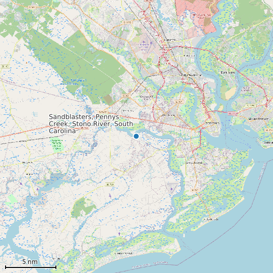 Map of Sandblasters, Pennys Creek, Stono River, South Carolina Tide Prediction Station