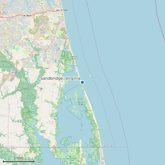 Map of Sandbridge, Virginia Tide Prediction Station
