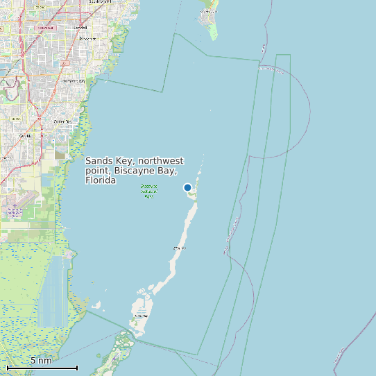 Map of Sands Key, northwest point, Biscayne Bay, Florida Tide Prediction Station