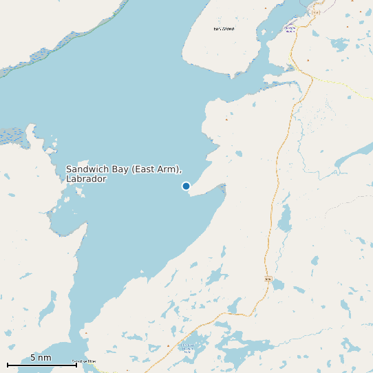 Map of Sandwich Bay (East Arm), Labrador Tide Prediction Station