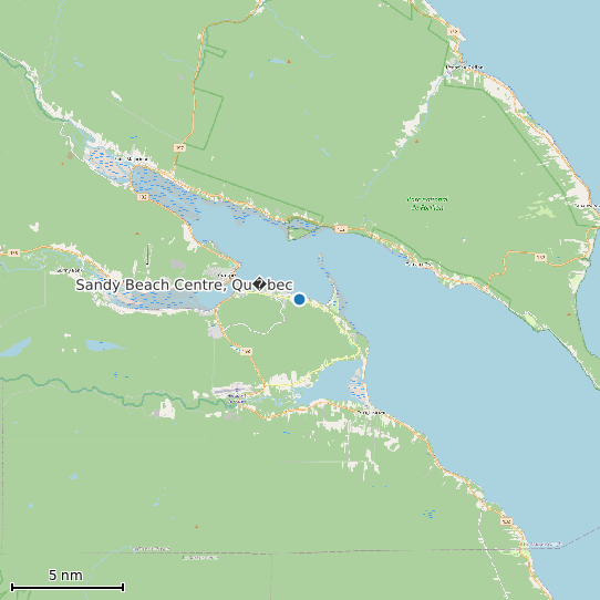 Map of Sandy Beach Centre, Qu�bec Tide Prediction Station