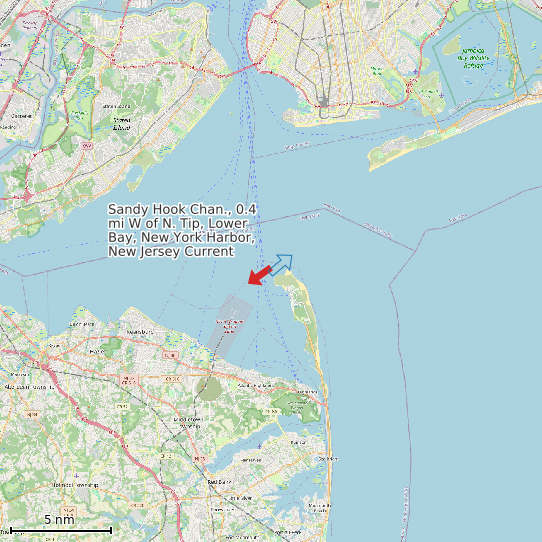 Map of Sandy Hook Chan., 0.4 mi W of N. Tip, Lower Bay, New York Harbor, New Jersey Current Prediction Station