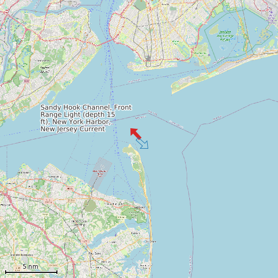 Map of Sandy Hook Channel, Front Range Light (depth 15 ft), New York Harbor, New Jersey Current Prediction Station