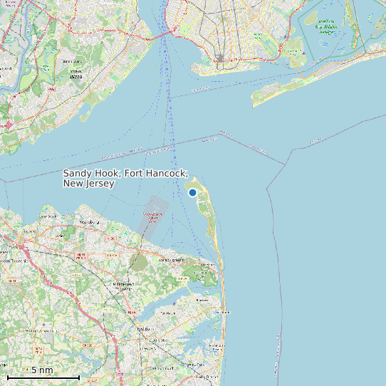Map of Sandy Hook, Fort Hancock, New Jersey Tide Prediction Station