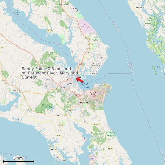 Map of Sandy Point, 0.5 mi south of, Patuxent River, Maryland Current Prediction Station