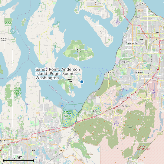 Map of Sandy Point, Anderson Island, Puget Sound, Washington Tide Prediction Station