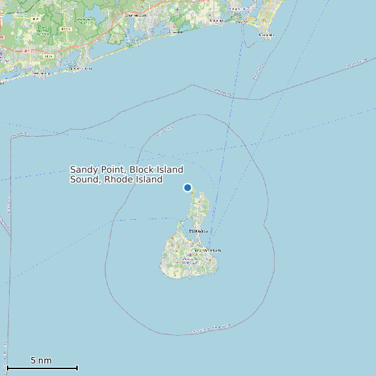 Map of Sandy Point, Block Island Sound, Rhode Island Tide Prediction Station