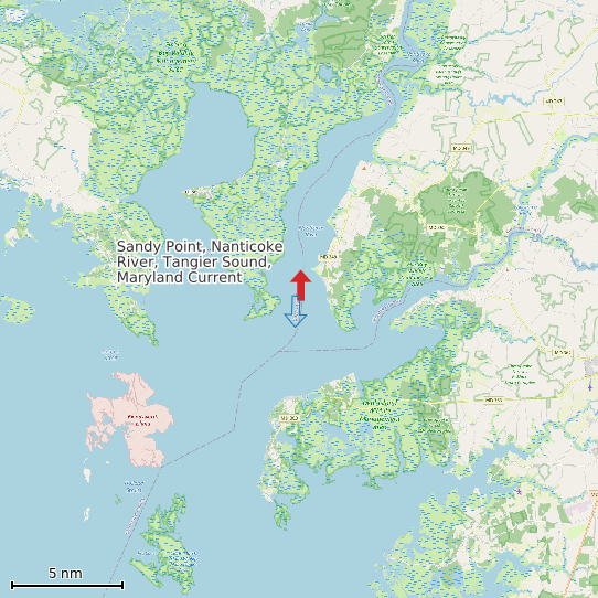 Map of Sandy Point, Nanticoke River, Tangier Sound, Maryland Current Prediction Station