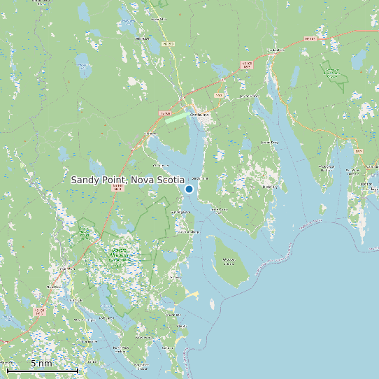 Map of Sandy Point, Nova Scotia Tide Prediction Station
