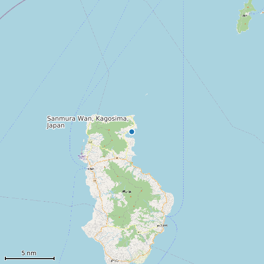 Map of Sanmura Wan, Kagosima, Japan Tide Prediction Station