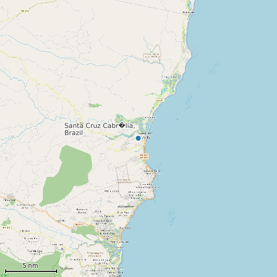 Map of Santa Cruz Cabr�lia, Brazil Tide Prediction Station