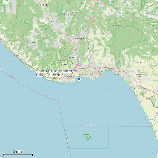 Map of Santa Cruz, Monterey Bay, California Tide Prediction Station