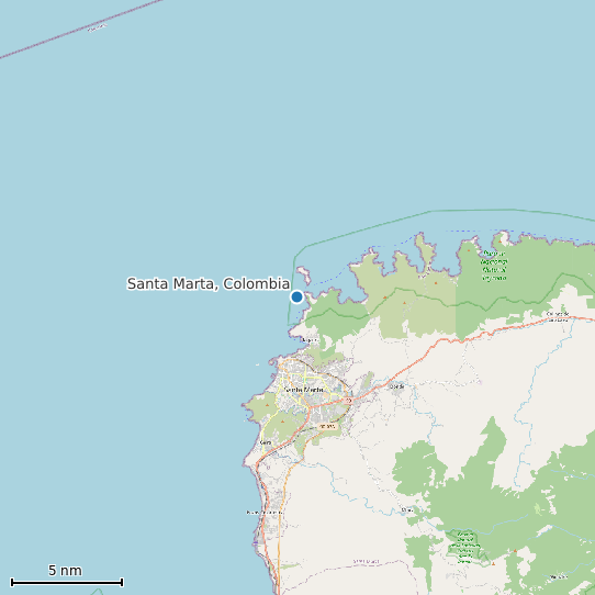 Map of Santa Marta, Colombia Tide Prediction Station