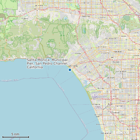 Map of Santa Monica, Municipal Pier, San Pedro Channel, California Tide Prediction Station