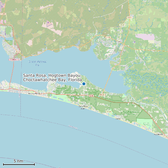 Map of Santa Rosa, Hogtown Bayou, Choctawhatchee Bay, Florida Tide Prediction Station