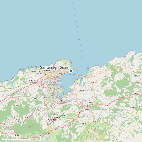 Map of Santander, Spain Tide Prediction Station