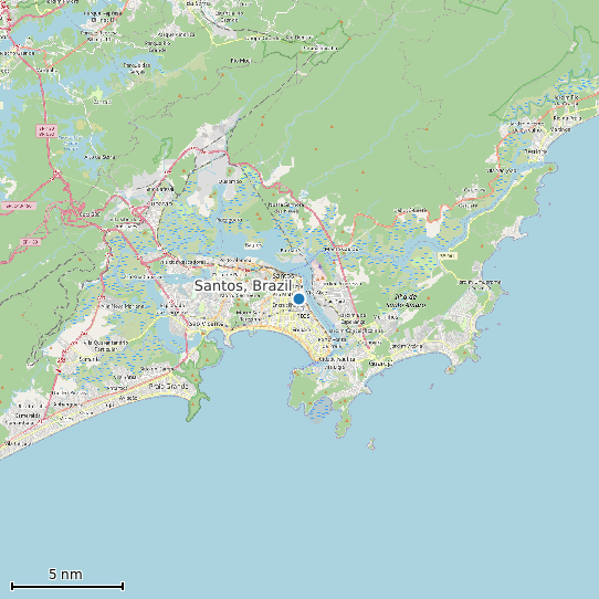 Map of Santos, Brazil Tide Prediction Station