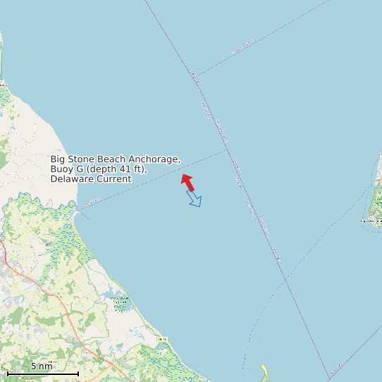 Map of Big Stone Beach Anchorage, Buoy G (depth 41 ft), Delaware Current Prediction Station