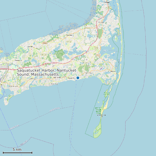 Map of Saquatucket Harbor, Nantucket Sound, Massachusetts Tide Prediction Station