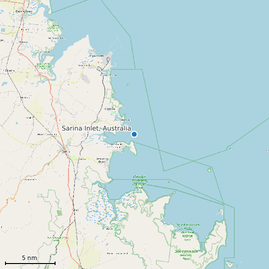 Map of Sarina Inlet, Australia Tide Prediction Station