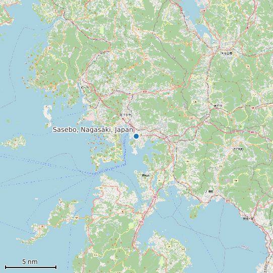 Map of Sasebo, Nagasaki, Japan Tide Prediction Station