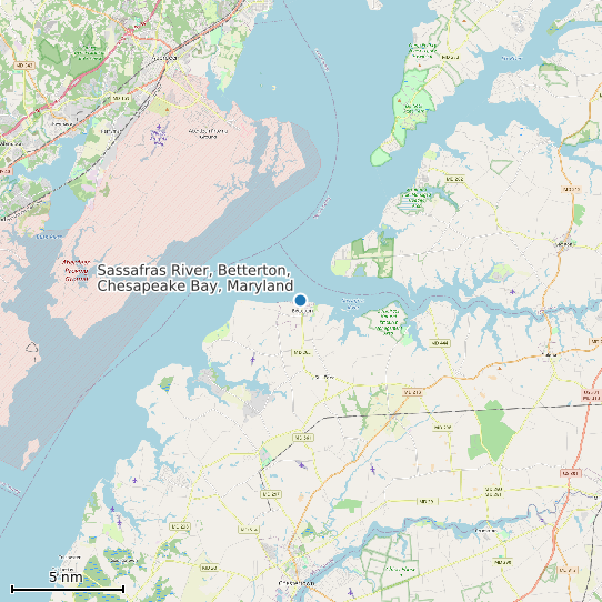 Map of Sassafras River, Betterton, Chesapeake Bay, Maryland Tide Prediction Station