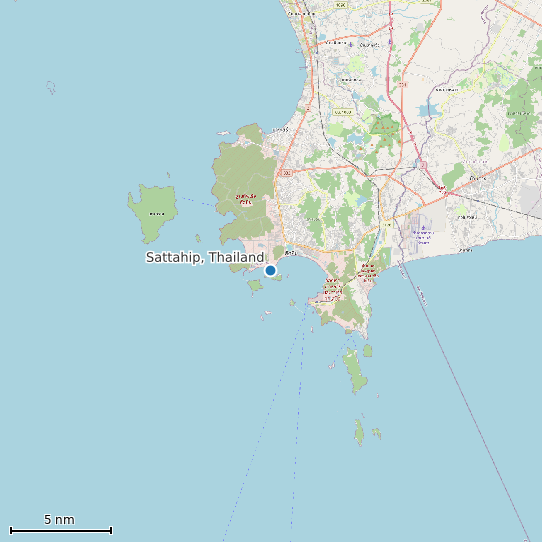 Map of Sattahip, Thailand Tide Prediction Station