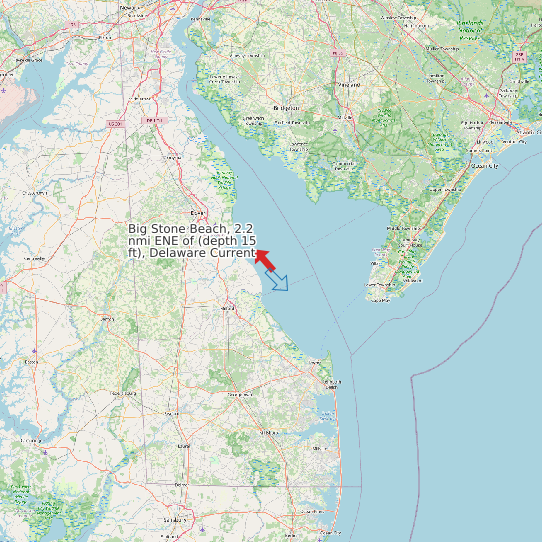 Map of Big Stone Beach, 2.2 nmi ENE of (depth 15 ft), Delaware Current Prediction Station