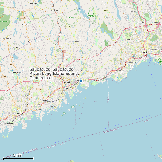 Map of Saugatuck, Saugatuck River, Long Island Sound, Connecticut Tide Prediction Station