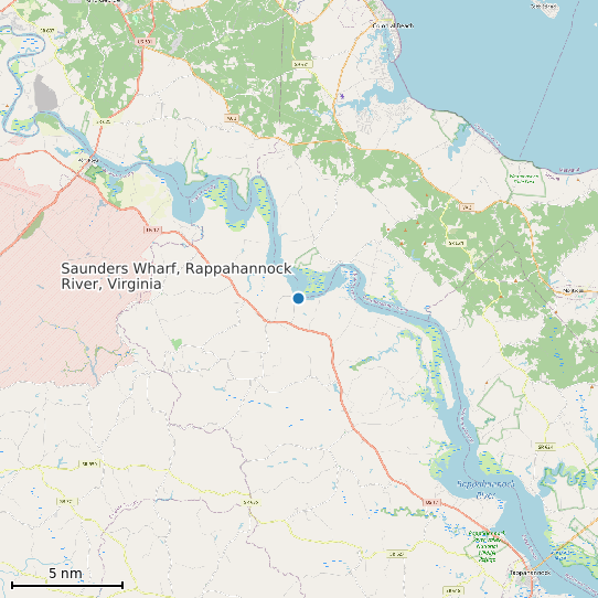 Map of Saunders Wharf, Rappahannock River, Virginia Tide Prediction Station