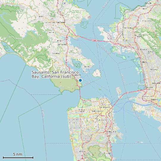 Map of Sausalito, San Francisco Bay, California (sub) Tide Prediction Station
