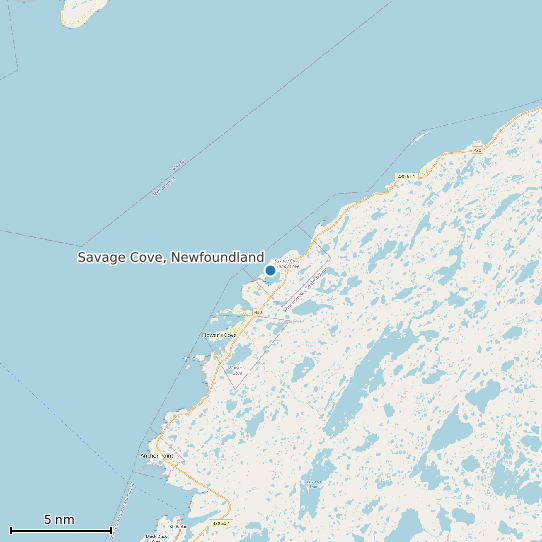 Map of Savage Cove, Newfoundland Tide Prediction Station