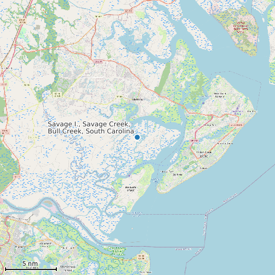 Map of Savage I., Savage Creek, Bull Creek, South Carolina Tide Prediction Station