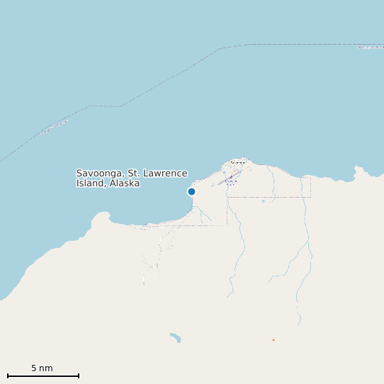 Map of Savoonga, St. Lawrence Island, Alaska Tide Prediction Station