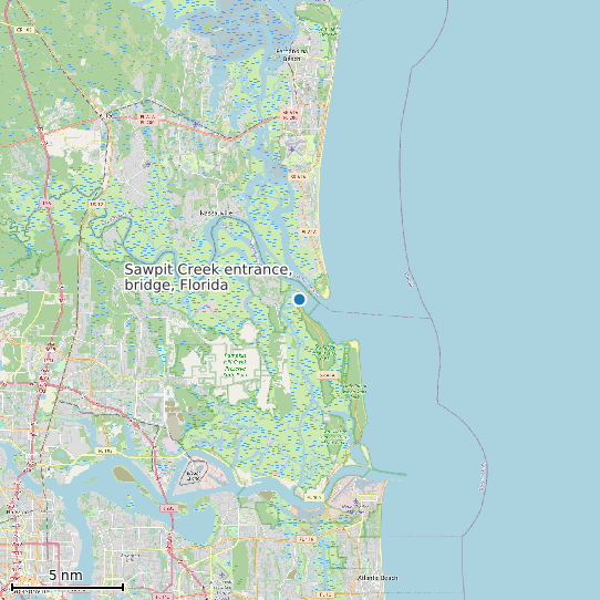 Map of Sawpit Creek entrance, bridge, Florida Tide Prediction Station