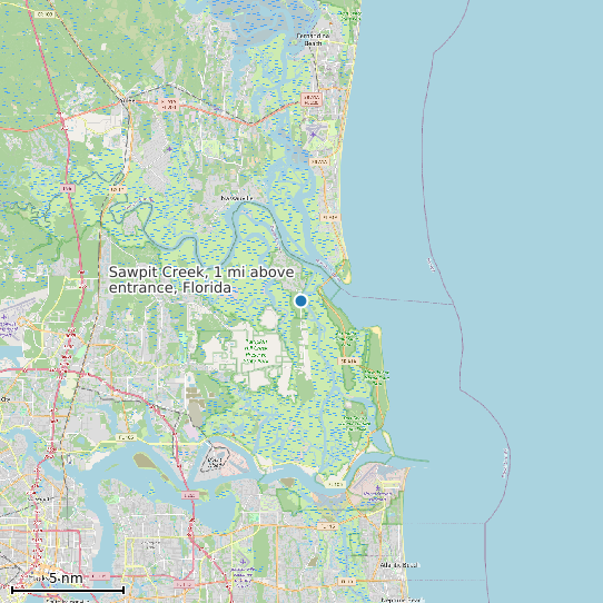 Map of Sawpit Creek, 1 mi above entrance, Florida Tide Prediction Station