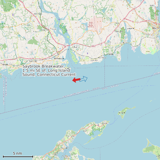 Map of Saybrook Breakwater, 1.5 mi SE of, Long Island Sound, Connecticut Current Prediction Station