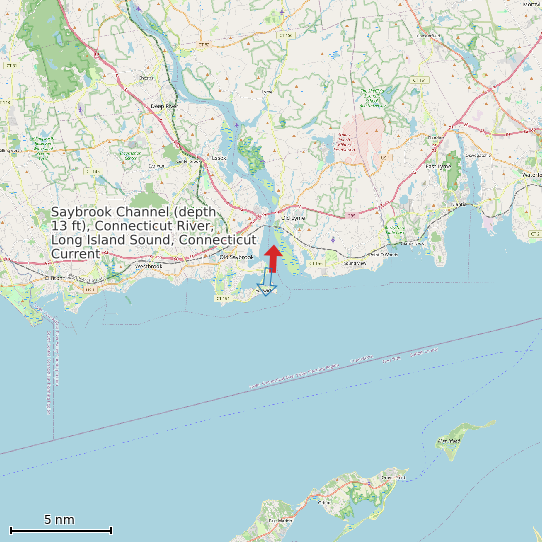 Map of Saybrook Channel (depth 13 ft), Connecticut River, Long Island Sound, Connecticut Current Prediction Station