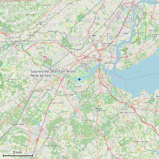 Map of Sayreville, Raritan River, New Jersey Tide Prediction Station