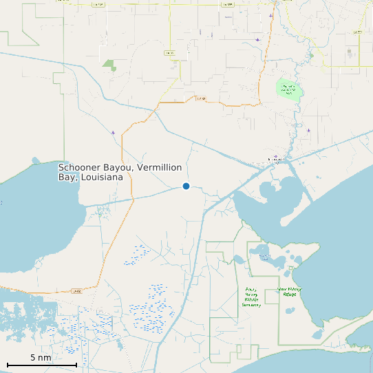 Map of Schooner Bayou, Vermillion Bay, Louisiana Tide Prediction Station