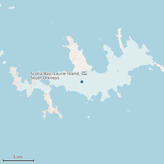 Map of Scotia Bay, Laurie Island, South Orkneys Tide Prediction Station