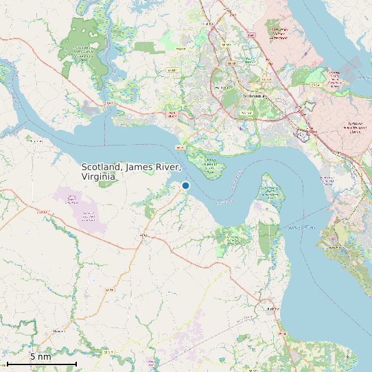 Map of Scotland, James River, Virginia Tide Prediction Station