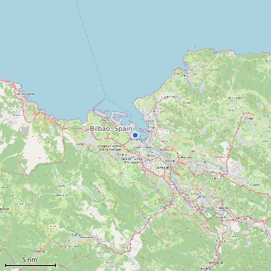 Map of Bilbao, Spain Tide Prediction Station