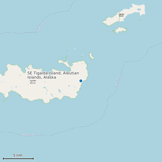Map of SE Tigalda Island, Aleutian Islands, Alaska Tide Prediction Station