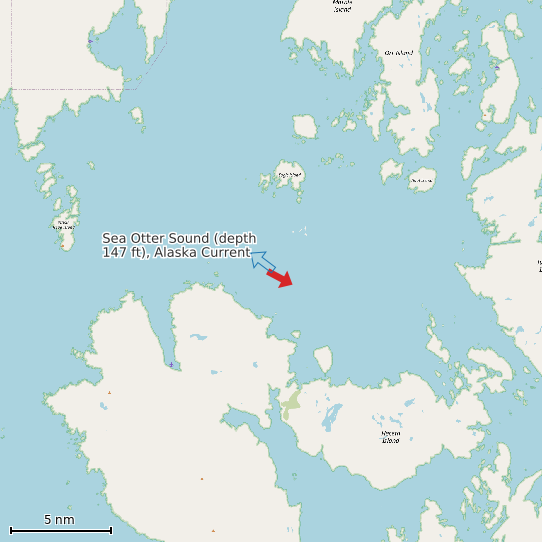 Map of Sea Otter Sound (depth 147 ft), Alaska Current Prediction Station