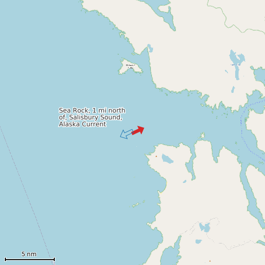 Map of Sea Rock, 1 mi north of, Salisbury Sound, Alaska Current Prediction Station