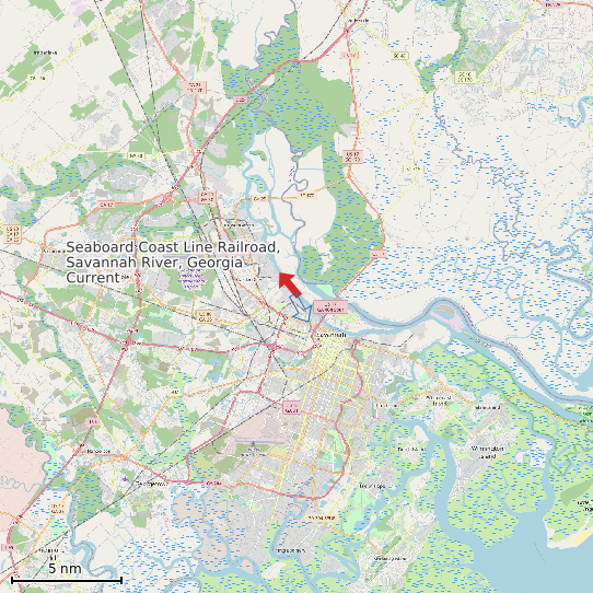 Map of Seaboard Coast Line Railroad, Savannah River, Georgia Current Prediction Station