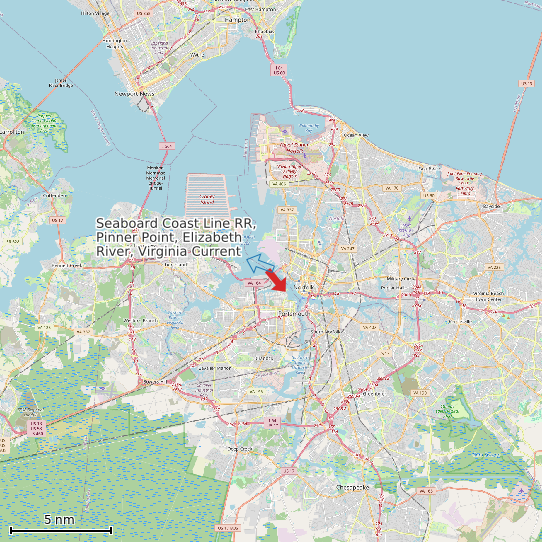 Map of Seaboard Coast Line RR, Pinner Point, Elizabeth River, Virginia Current Prediction Station