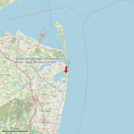 Map of Seabright Bridge, Shrewsbury River, New Jersey Current Prediction Station